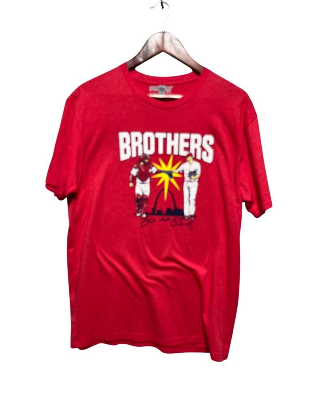 BreakingT Brothers MLB STL Cardinals Baseball Red Graphic Tee L Molina Wainright